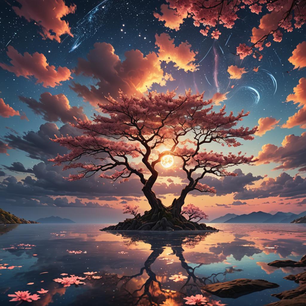 AI Cherryblossom sunset